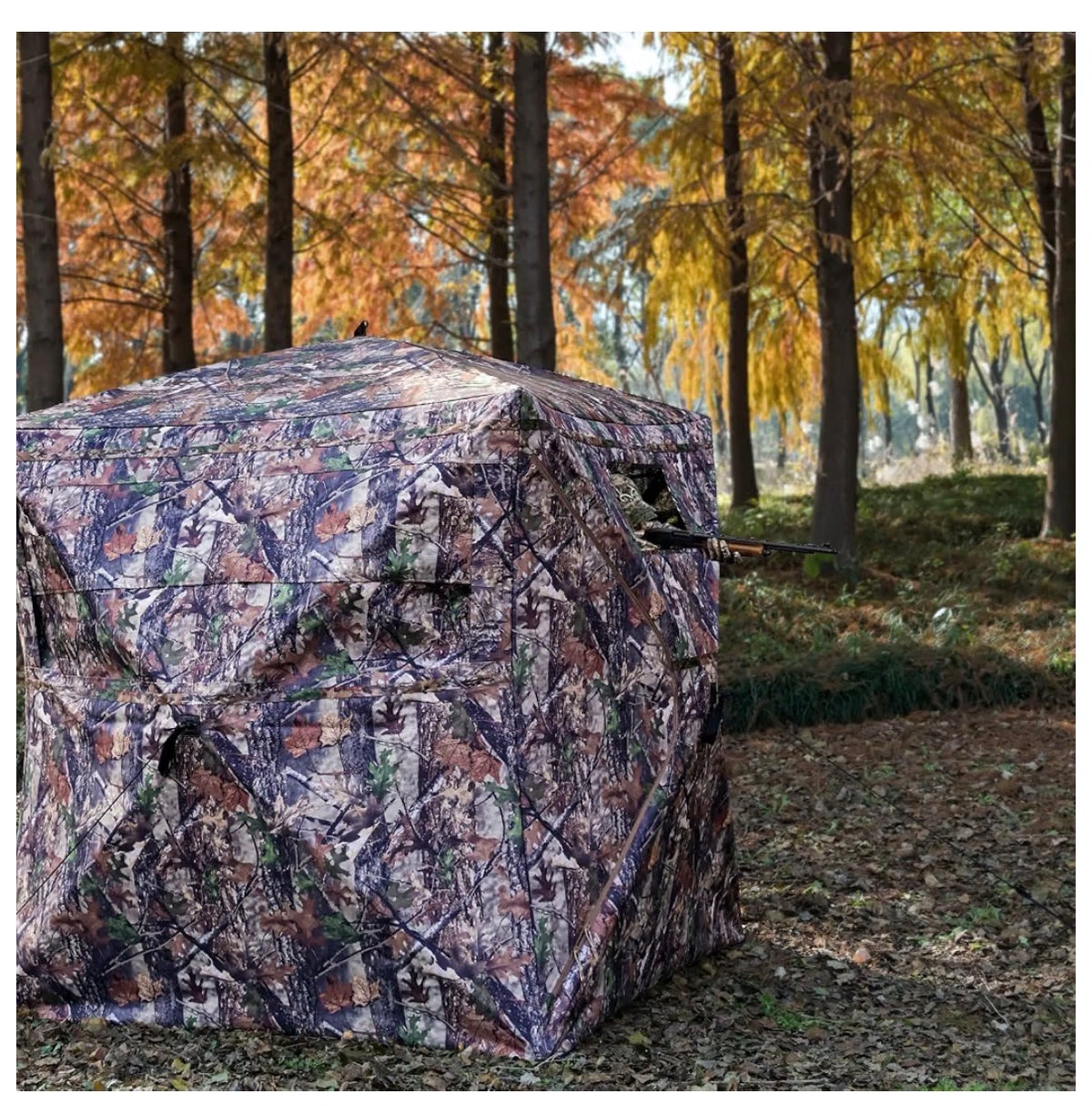 360/270 Degree See Through Hunting Blind, Pop Up Ground Blind 2-3 Person Hunting Blind for Hunting Deer and Turkey, with Diamond Shaped Door, Mud Flap and Portable Carry Bag (New in Box)
