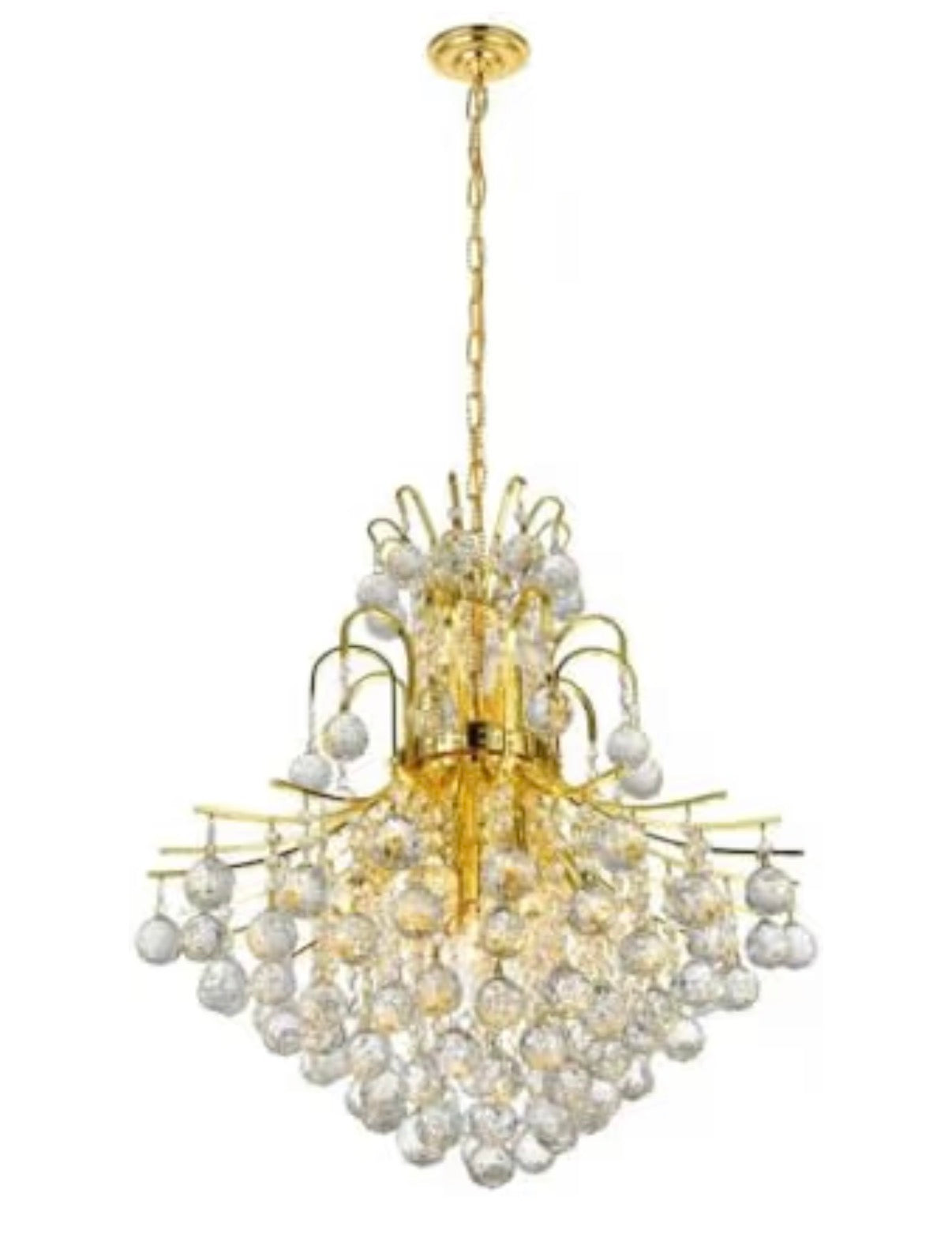 Elegant Lighting 8002D22G Royal Cut Clear Crystal Toureg 11-Light, Two Tier Crystal Chandelier 22 Inch X 26 Inch Finished in Gold with Clear Crystals