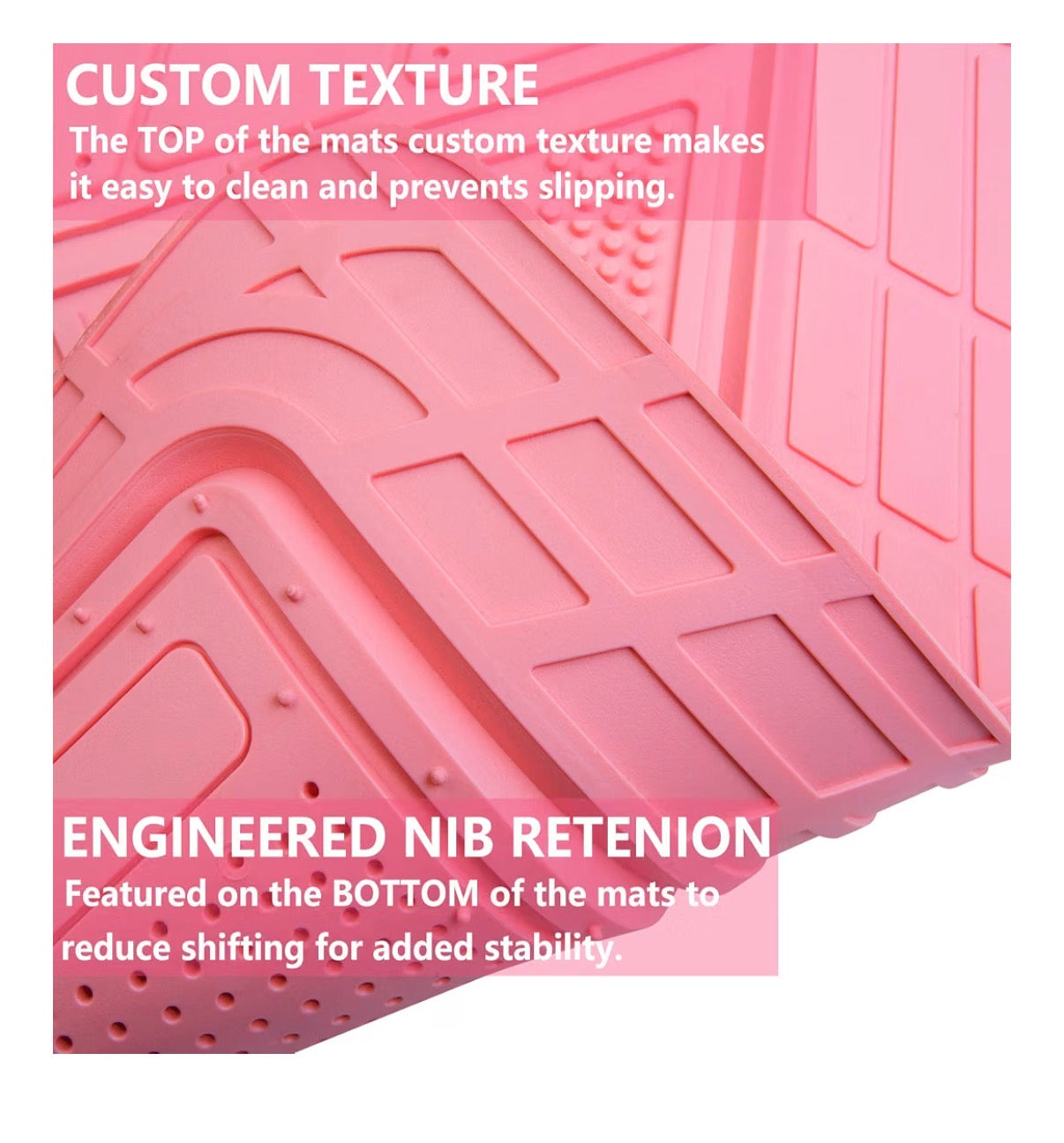 Car Pass Heavy Duty Rubber Floor Mats 4 Piece, Pink Car Mats Full Sets Anti-Slip, Waterproof Universal Trim to Fit for Car SUV Truck, Durable All Weather Automotive Car mats (Pink) (New in Box)