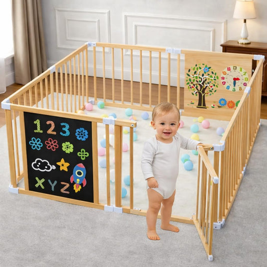 (New) Foldable Wooden Playpen for Babies and Toddlers