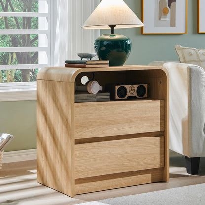 Aitjunz 25" Tall Modern Nightstand with Charging Station