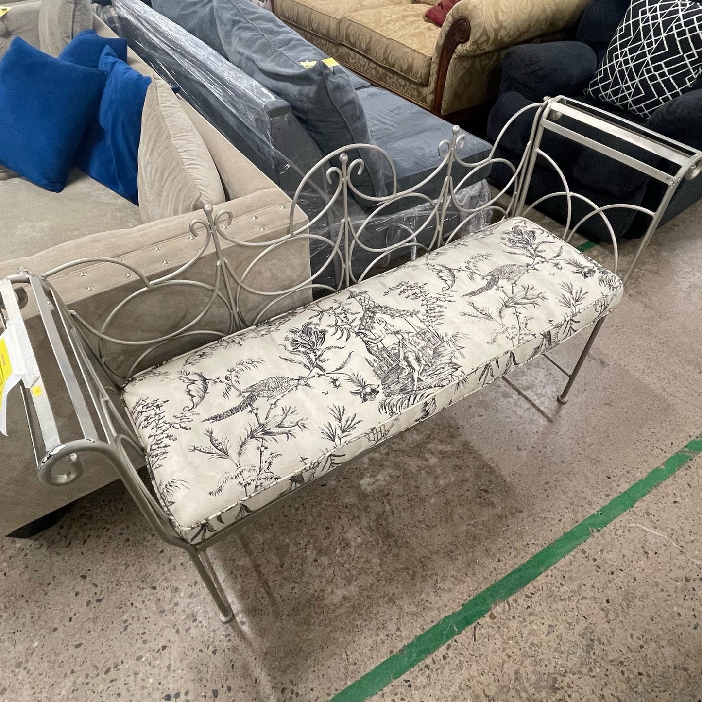 Metal Bench with Cushion