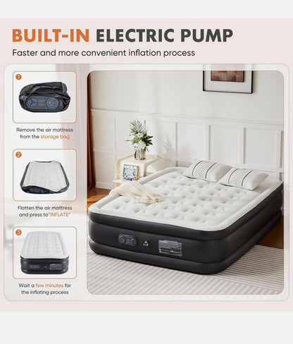 Queen Size Air Mattress 22 inch Inflatable Blow Up Mattress Airbed with Built-In Pump (New in Box)