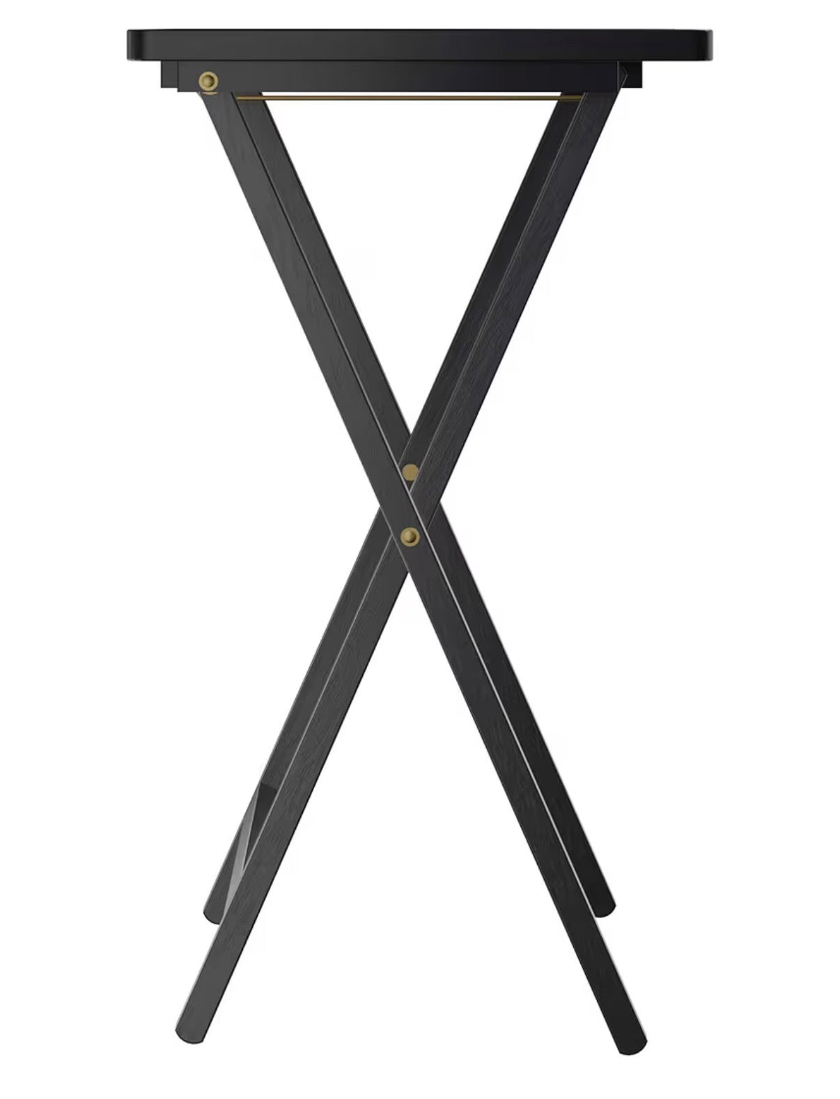 Winsome Alex Set of 4 Foldable Snack Tables with Storage Rack, Easy to Store Portable Fold Up Table Set for Kitchen, Living Room Tv Dining, Crafts, Puzzle, Work from Home 15"X19"X26" (Black)