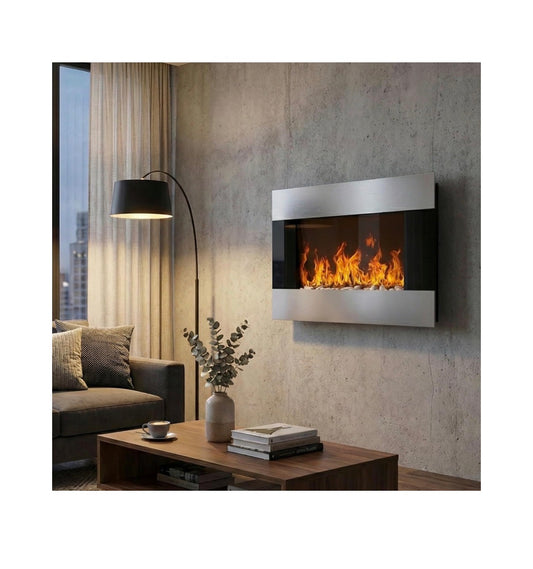 Northwest Electric Fireplace 36 Inch X 8.6 Inch X 22 Inch (Silver) (New in Box)