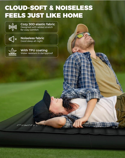 KingCamp Premium Double Self Inflating Sleeping Pad, 7.5 R-Value Air & Foam Camping Mattress 2 Person, 3 Inch thick Double Size Insulated Sleeping Pad with Pump Sack for Car Camp Tent, PVC Free (Black) (New in Package)