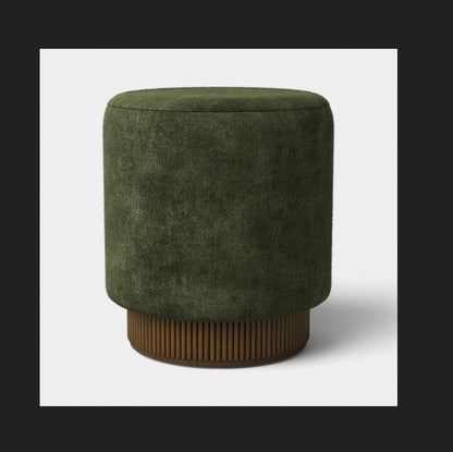 Upholstered Drum Ottoman with Lifting Storage (Olive Green) (New in Box)