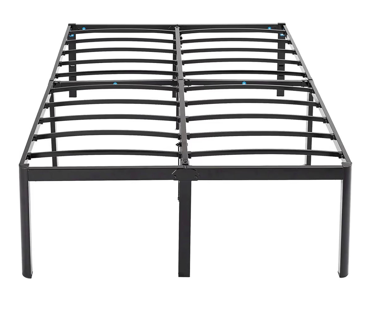 Heavy Duty Non-Slip Sturdy Bed Frame with Steel Slats, No Box Spring Needed, Noise Free, Easy Assembly, 18 Inch Height, Full (Black) (New in Box)