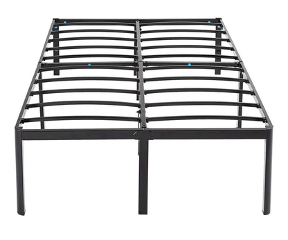 Heavy Duty Non-Slip Sturdy Bed Frame with Steel Slats, No Box Spring Needed, Noise Free, Easy Assembly, 18 Inch Height, Full (Black) (New in Box)