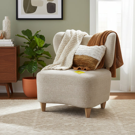 Beige Armless Accent Chair