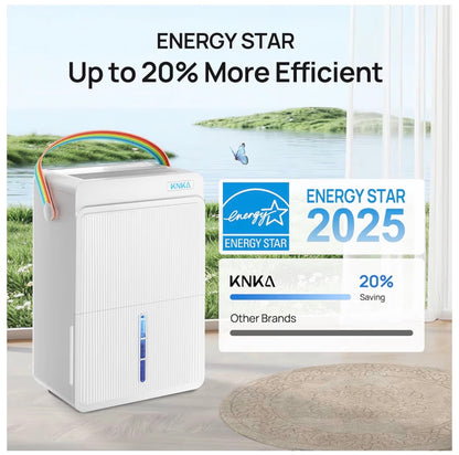 KNKA Energy Star 550 Sq.Ft. Dehumidifer for Basement, Max 80 Pint/Day Dehumidifier with Drain Hose, Dehumidifier for Home, Bedroom, Bathroom, Large Room, Smart Humidity Control, Sleep Mode (White) (New in Box)