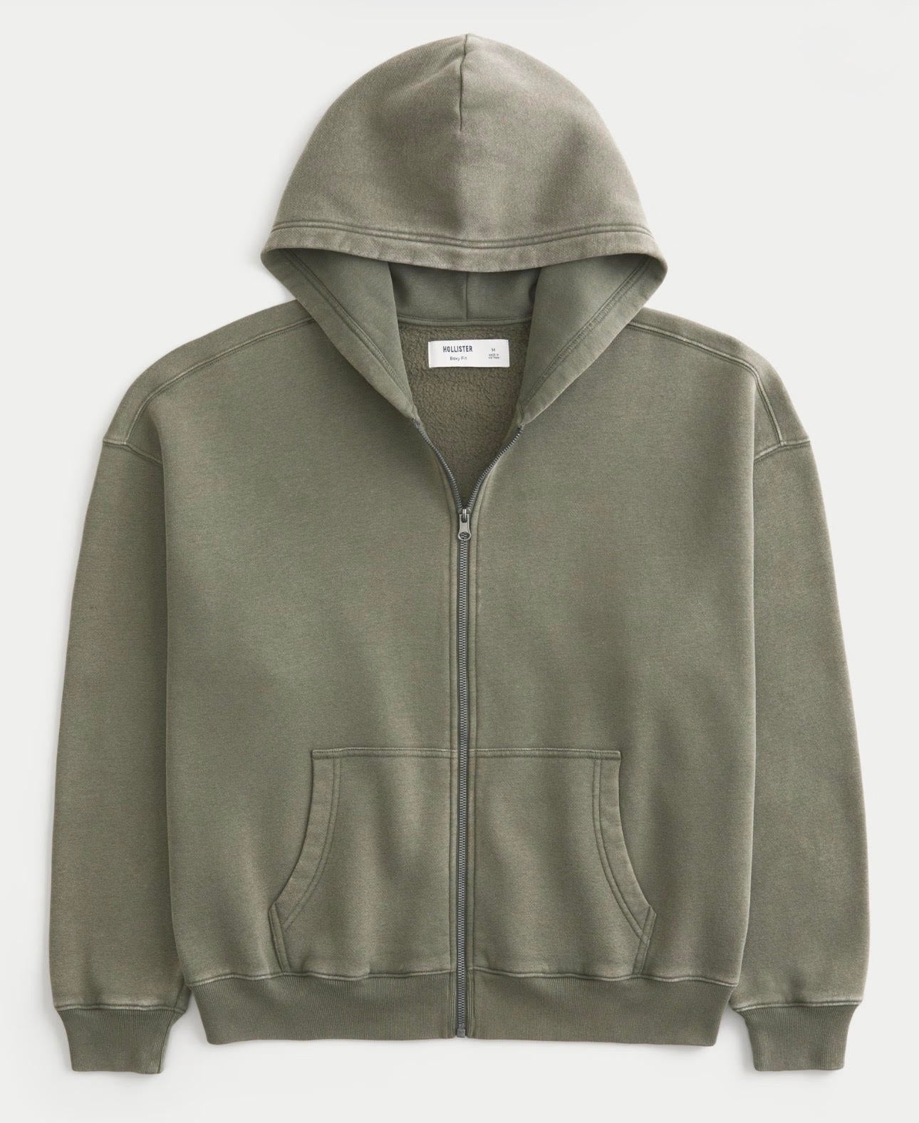 Hollister Feel Good Boxy Zip-Up (Olive Green)