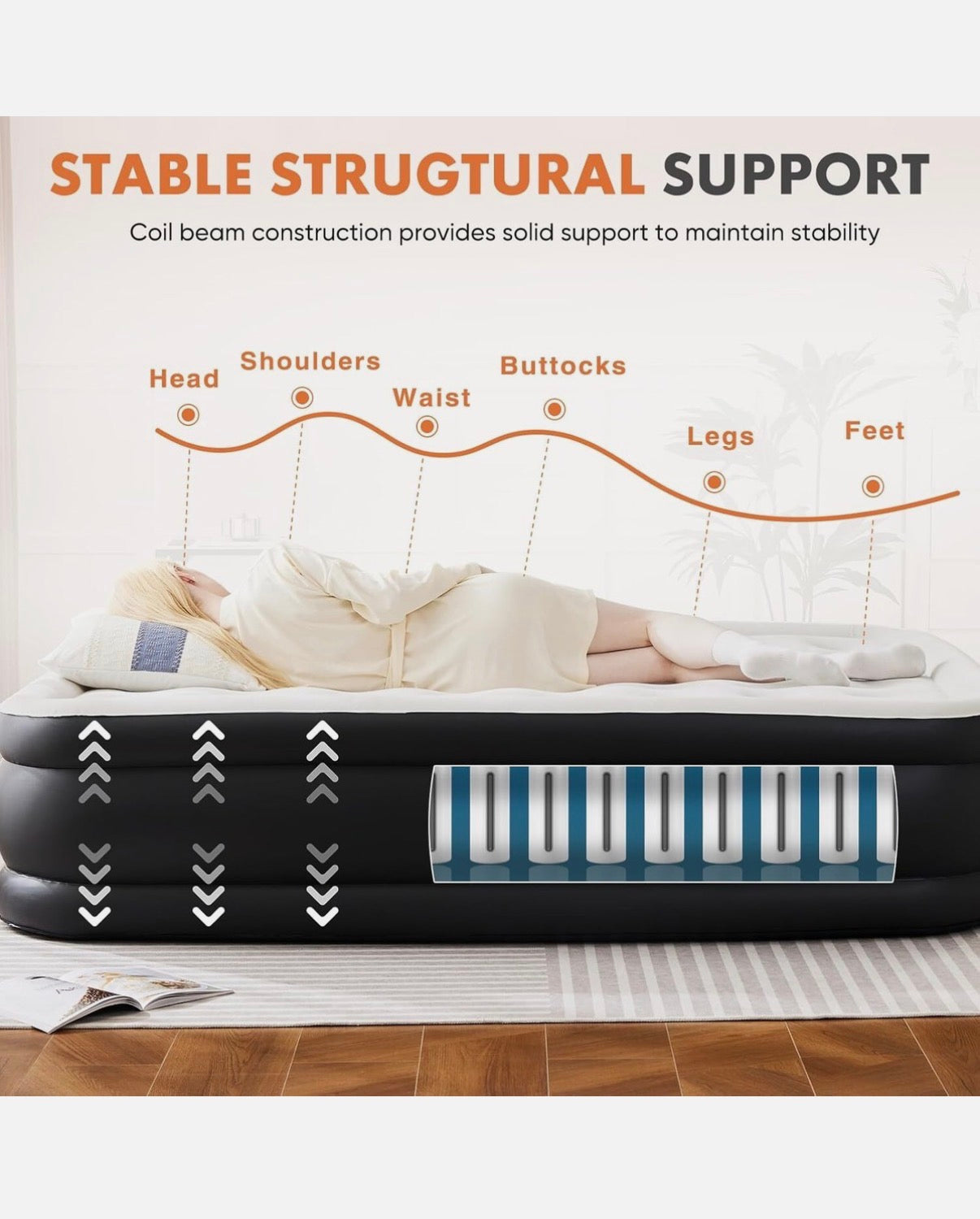 Queen Size Air Mattress 22 inch Inflatable Blow Up Mattress Airbed with Built-In Pump (New in Box)
