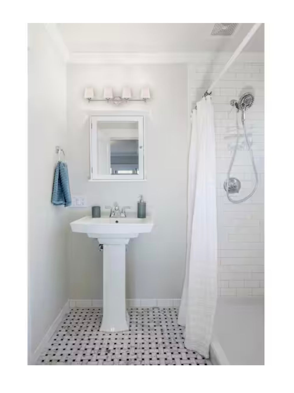 Darcy 36" 4-light brushed nickel transitional vanity light with white opal glass shade