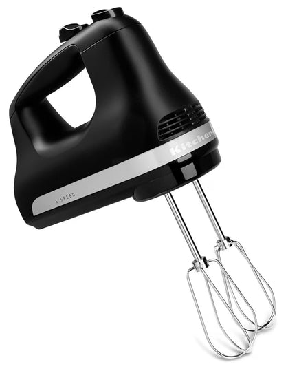 KitchenAid 5 Ultra Power Speed Hand Mixer, 5 Speeds Lockable Swivel Cord, Turbo Beaters, Easy Release Button, Dishwasher Safe Beaters (Matte Black) (New in Box)