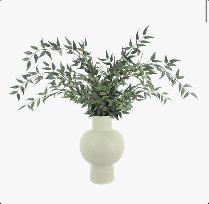 33 Inch Faux Ruscus Plant in Ceramic Decorative Vase (New in Box)