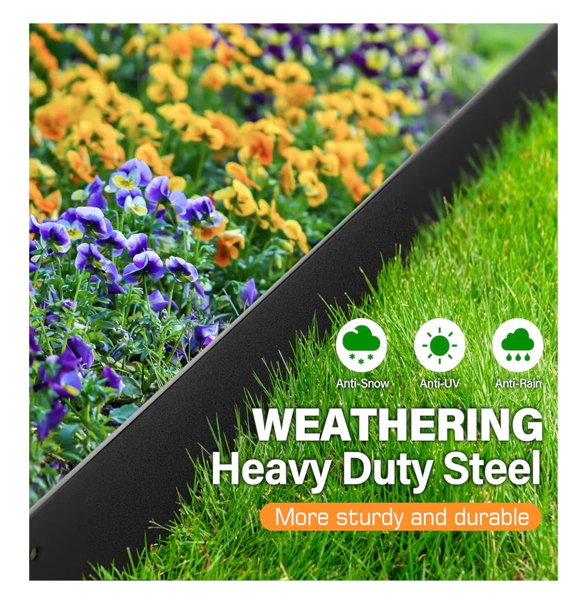 LAVEVE Landscape Edging Galvanized Steel Black Hammer-in Metal Garden Edging Border with Clips, Suitable for Garden Fence, Paver Edging, Lawn and Yard (New in Box)