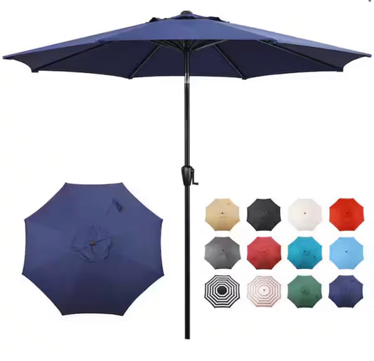 9 Ft. Round 8-Rib Steel Market Umbrella (Navy) (New in Box)