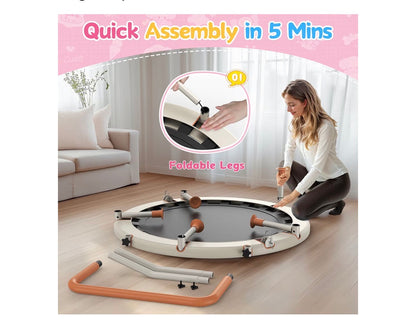 BCAN BT1 36 Inch Toddler Trampoline for Kids, Foldable Indoor Mini with Handlebar ASTM Certified Indoor Trampoline for Toddler, Baby, Adjustable Handlebar, Foldable Leg, Safety Pad Beige (New in Box)