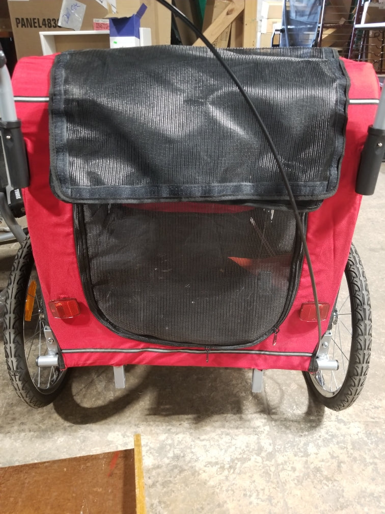 Best Choice Products 2-in-1 Dog Bike Trailer, Pet Stroller Bicycle Carrier with Hitch, Brakes, Visibility Flag, Reflector (In Good Used Condition)