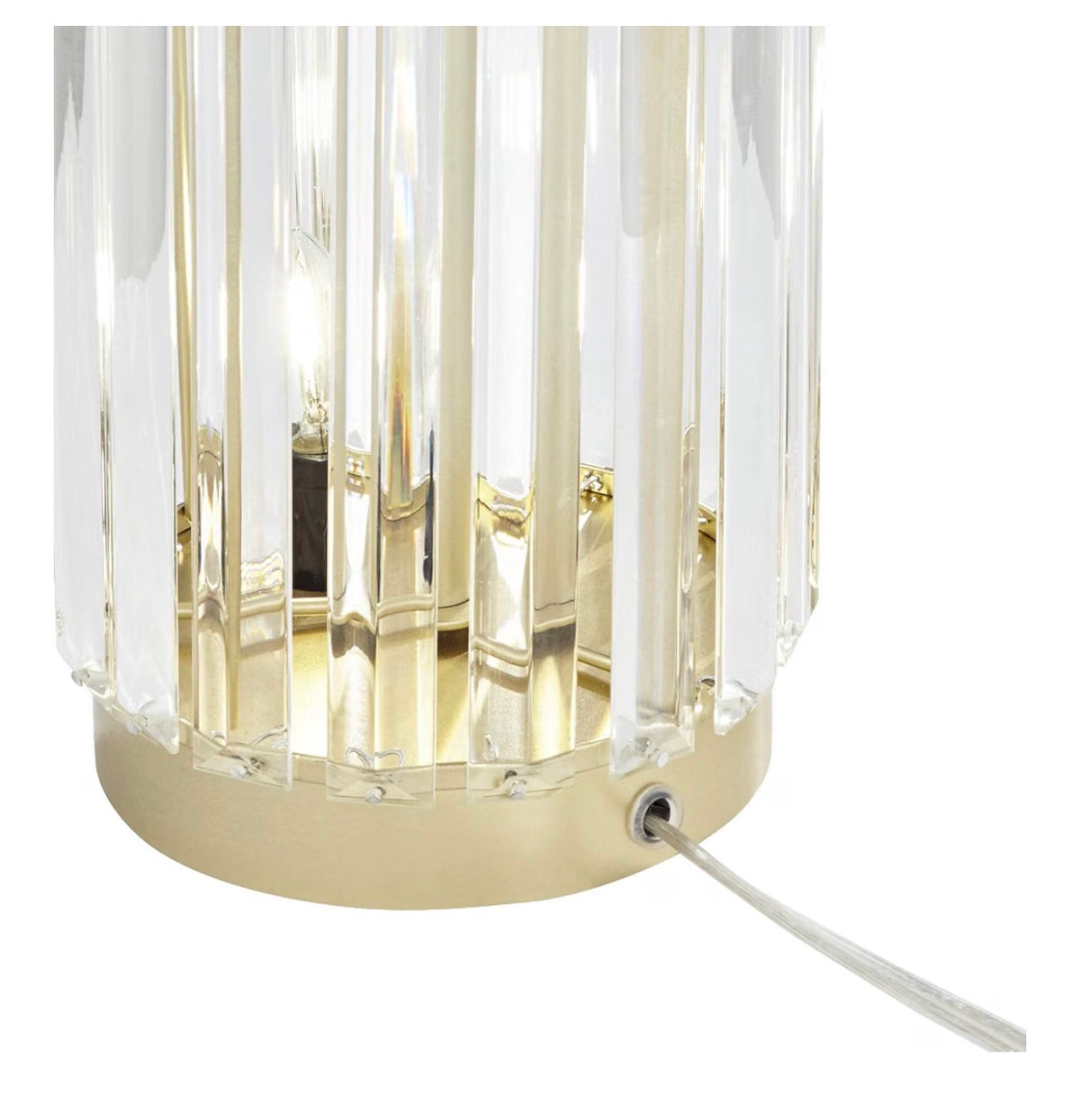 Rivera 27 3/4-Inch-Tall Table Lamp Gold Vintage Glass Rod Night Light LED Modern Traditional Nightlight Clear Bedroom, Living Room, Nightstand, Bedside, Office, Kids White Tapered Drum Shade (New in Box)