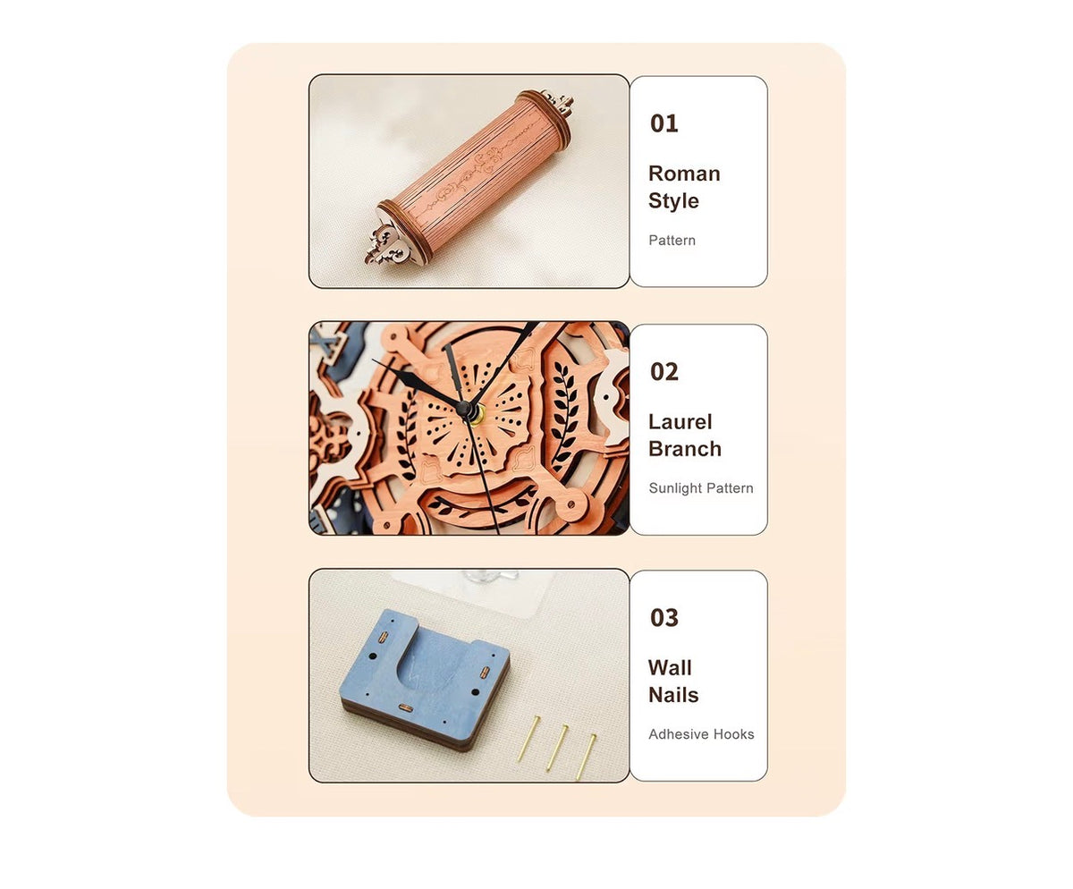 3D Wooden Puzzle Wall Quartz Clock Kit