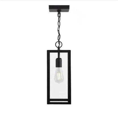 Hurley 78.5 Inch 1 Light Modern Matte Black Outdoor Hanging Light Pendant Light with Clear Glass Shade (New in Box)