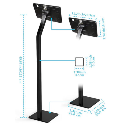 Anti-Theft Security Kiosk POS Floor Stand Holder Enclosure for 10.2" 2020 iPad 8th Gen & 2019 iPad 7th Gen, Flip & 360° Swivel Design