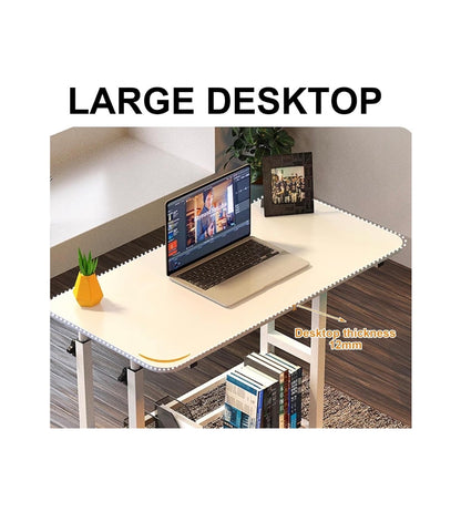 Portable Desk, Adjustable Rolling Desk, Rolling Computer Desk, Desk with Wheels, Height Adjustable Table with Storage, Movable Sofa Side Table, for Small Spaces (Black) (New in Box)