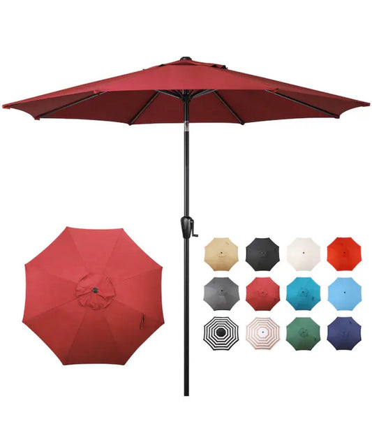 Sun-Ray 8.85 Ft. Burgundy Push -Button Tilt Market Patio Umbrella