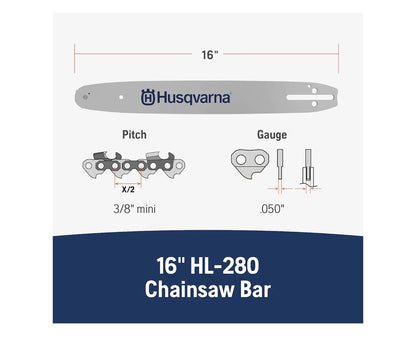Husqvarna HL280 16 inch Chainsaw Bar with a 3/8 inch Mini Pitch .050 inch Gauge and 56 Drive Links