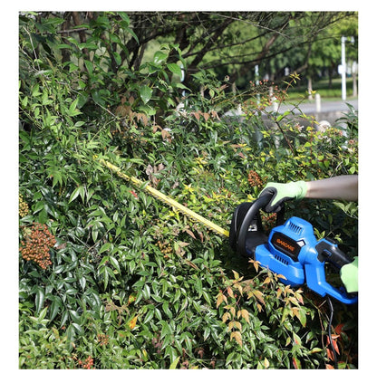 Garcare Electric Hedge Trimmer Corded 4.5 Amp, 24 Inch Dual Action Blades, Rotary Handle, Safety Switches for Hedges, Scrubs, and Branches (Blue/Yellow) (New in Box)