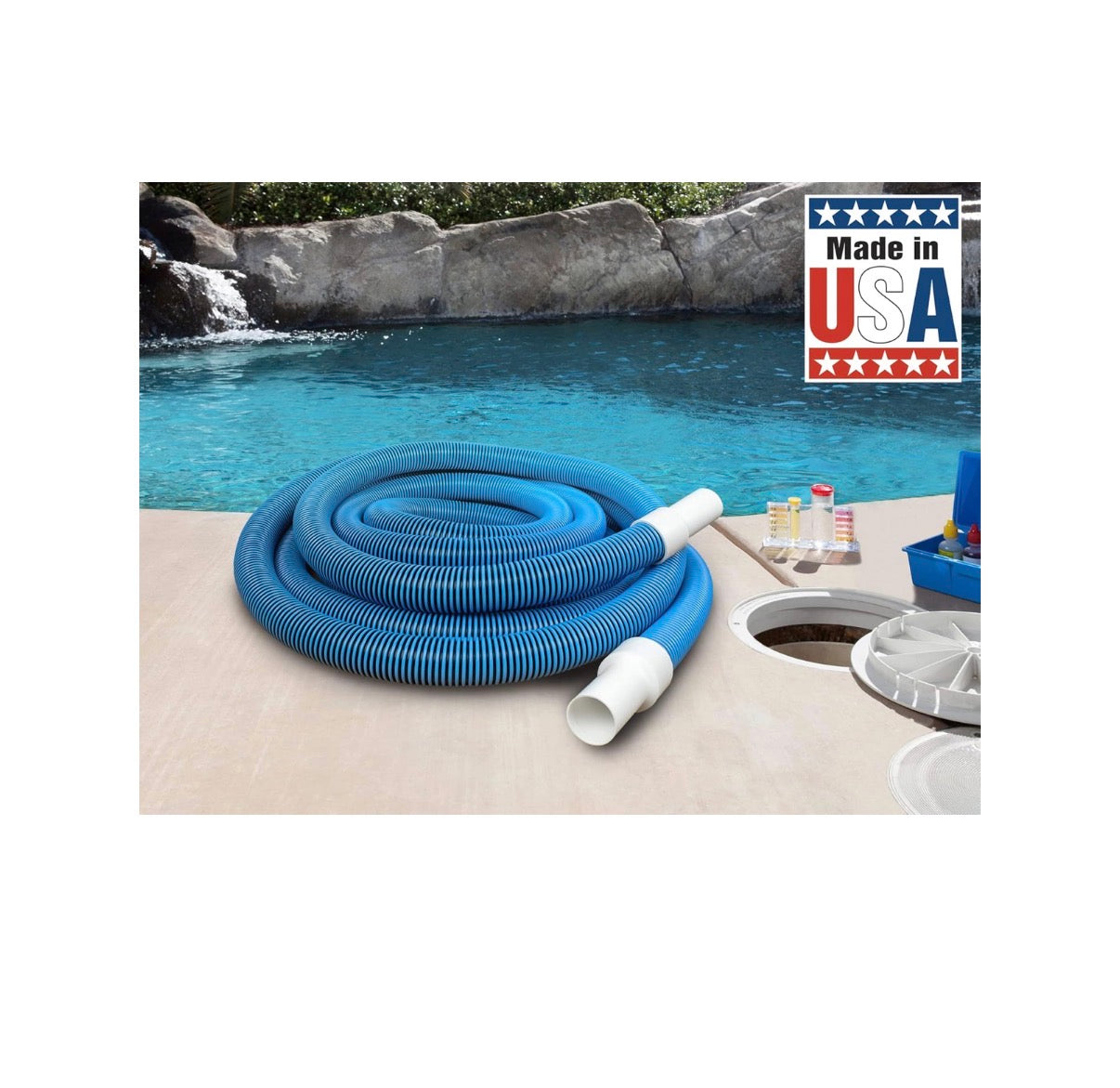 Poolmaster Manual Pool Vacuum Hose 30 Ft. X 1-1/2 Inch for Inground & Above Ground Pools, Not for Automatic Cleaner, Kink Free, Heavy Duty Pool Cleaner Hose with Swivel Cuff Made in USA (New in Box)
