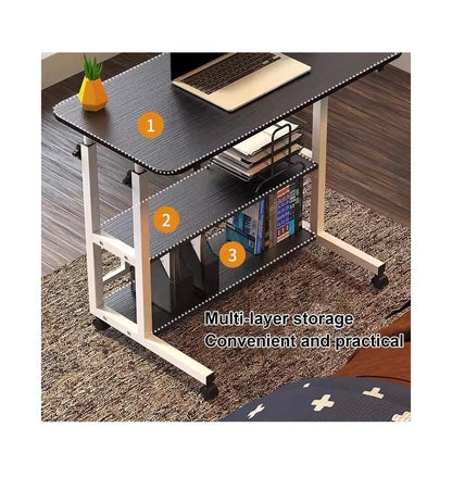 Portable Desk, Adjustable Rolling Desk, Rolling Computer Desk, Desk with Wheels, Height Adjustable Table with Storage, Movable Sofa Side Table, for Small Spaces (Black) (New in Box)