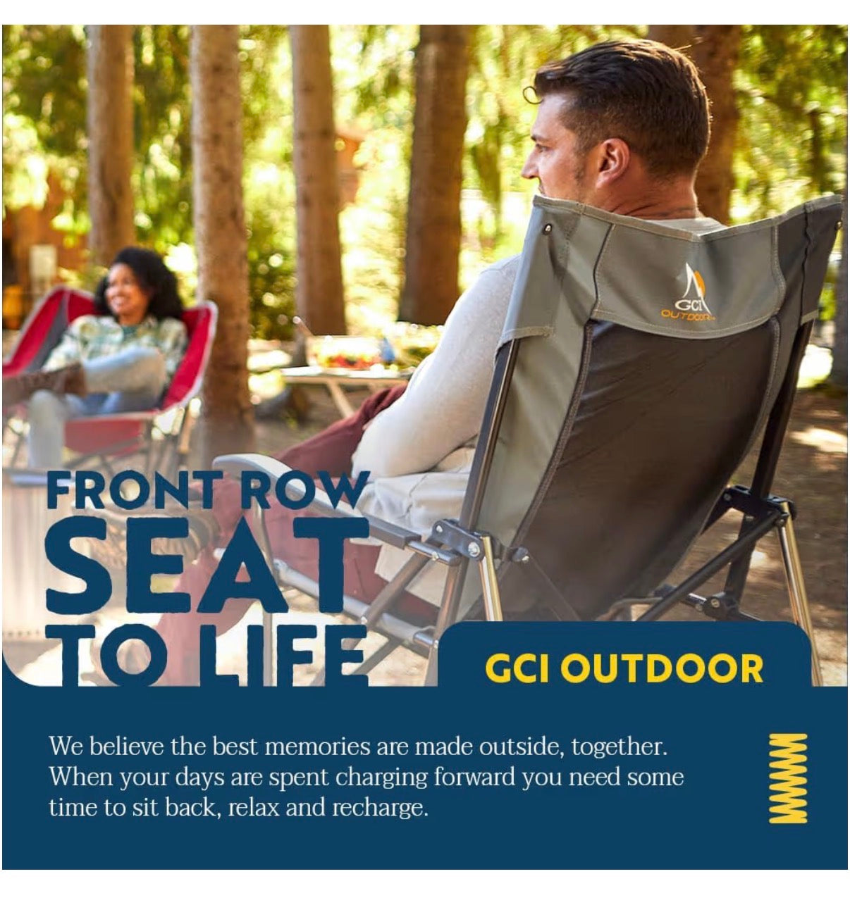 GCI Outdoor Roadtrip Rocker Camping Chair, Portable, Folding Rocking Chair with Solid, Durable Armrests, Drink Holder & Comfortable Extended Backrest (Indigo Blue) (New in Box)