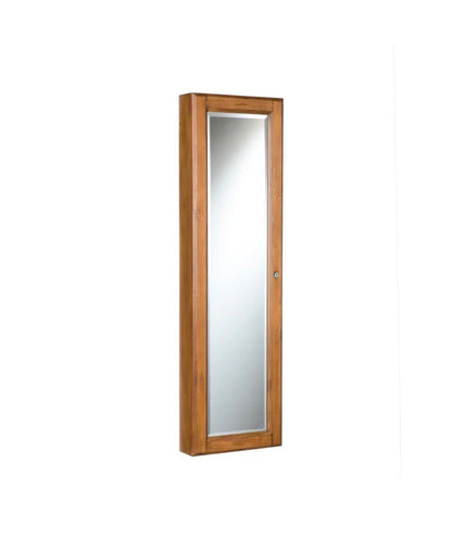 Southern Enterprises Wall Mounted Jewlery Cabinet & Mirror 14.63 Inch Width X 48.13 Inch Height (Oak) (New in Box)