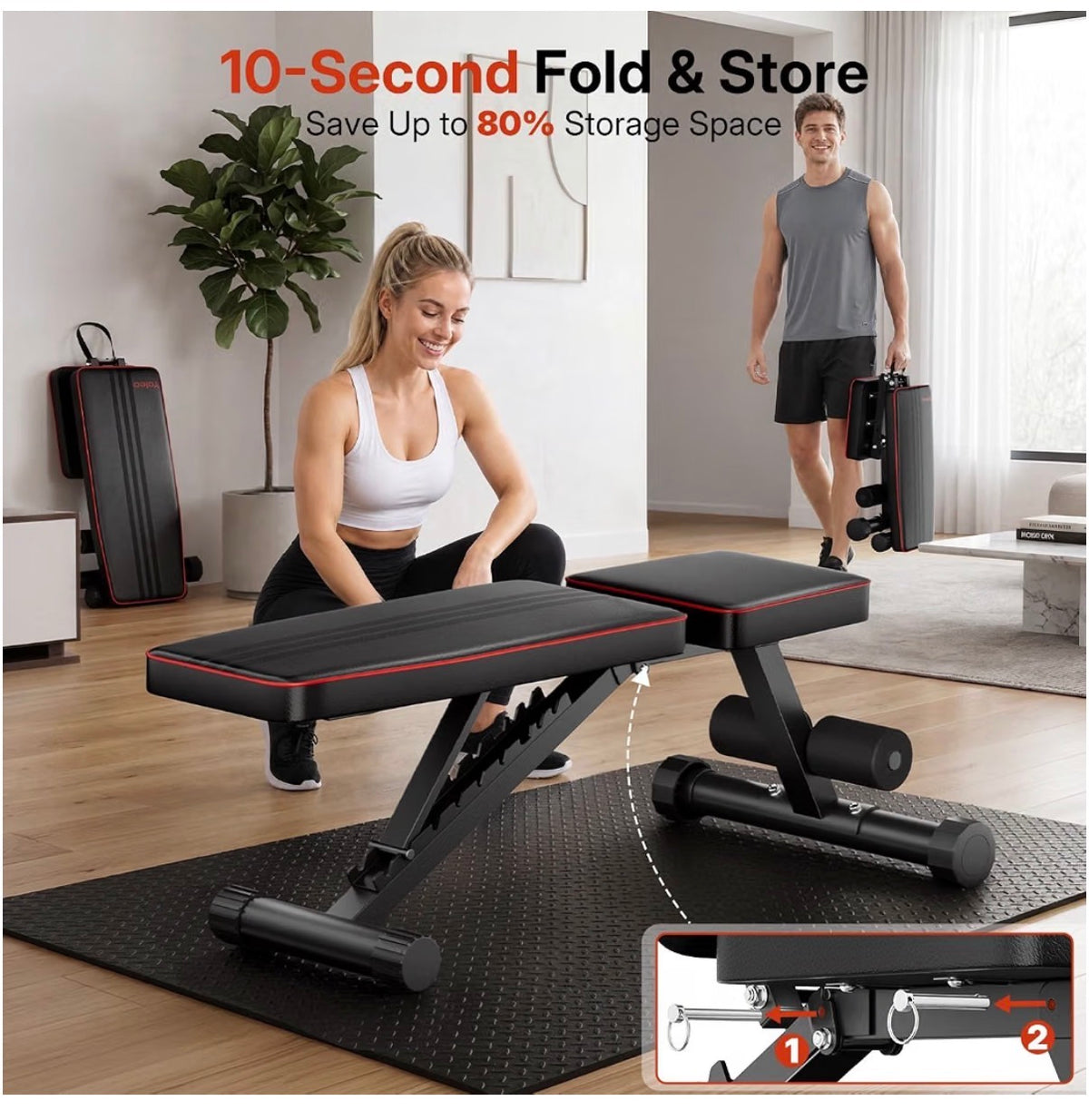 Adjustable Weight Bench for Bench Press, Heavy Duty Stable Workout Bench Foldable Weight Bench for Home, Gym, Incline/Decline 90 Degree Bench Exercise Bench (New in Box)