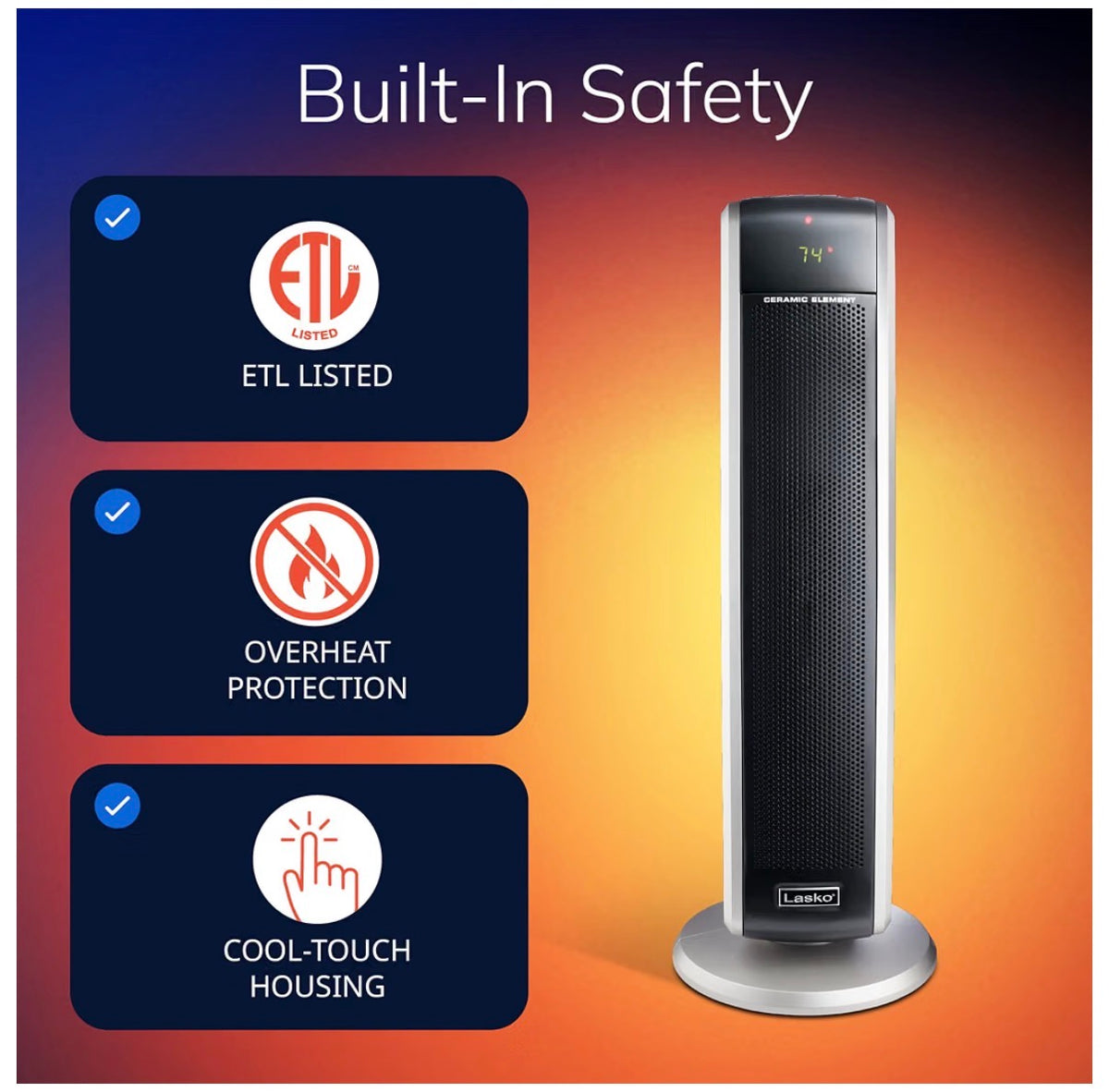 Lasko 29 Inch Ceramic Tower Space Heater with Remote Control 1500W Widespread Oscillation, 2 Heat Settings, Portable Heater for Indoor Use, Bedroom, Office, Timer, Overheat Protection (Black) (New in Box)