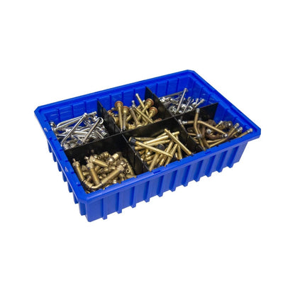Akro-Mils-Blue Plastic Slotted Dividable Modu Boix Stackable Grid Storage Tote Container 16 1/2 Inch Length X 10 7/8 Inch Width X 4 Inch Height (12 Pack) (New in Box)