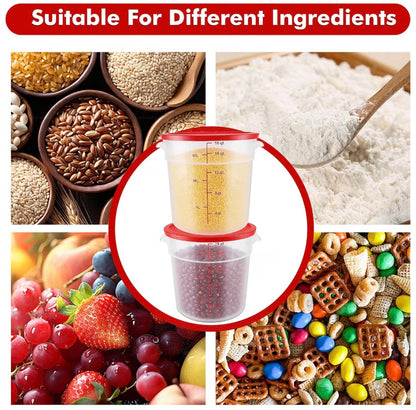 2 Pack Food Storage Container with Lid, 16 Quart Commercial Storage Box with Scale & Handle, Cake Making, Dough, Marinating Meat, Kitchen Supplies Round 16 Quart (New in Box)
