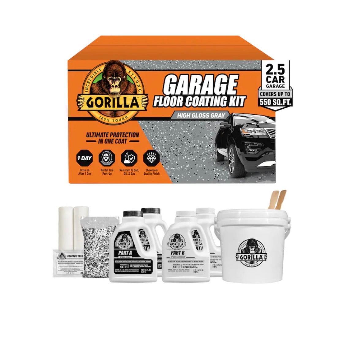 2 Part Gray Epoxy Concrete and Garage Floor Point Kit (New in Box; box has been damaged on one side, but product is fine)