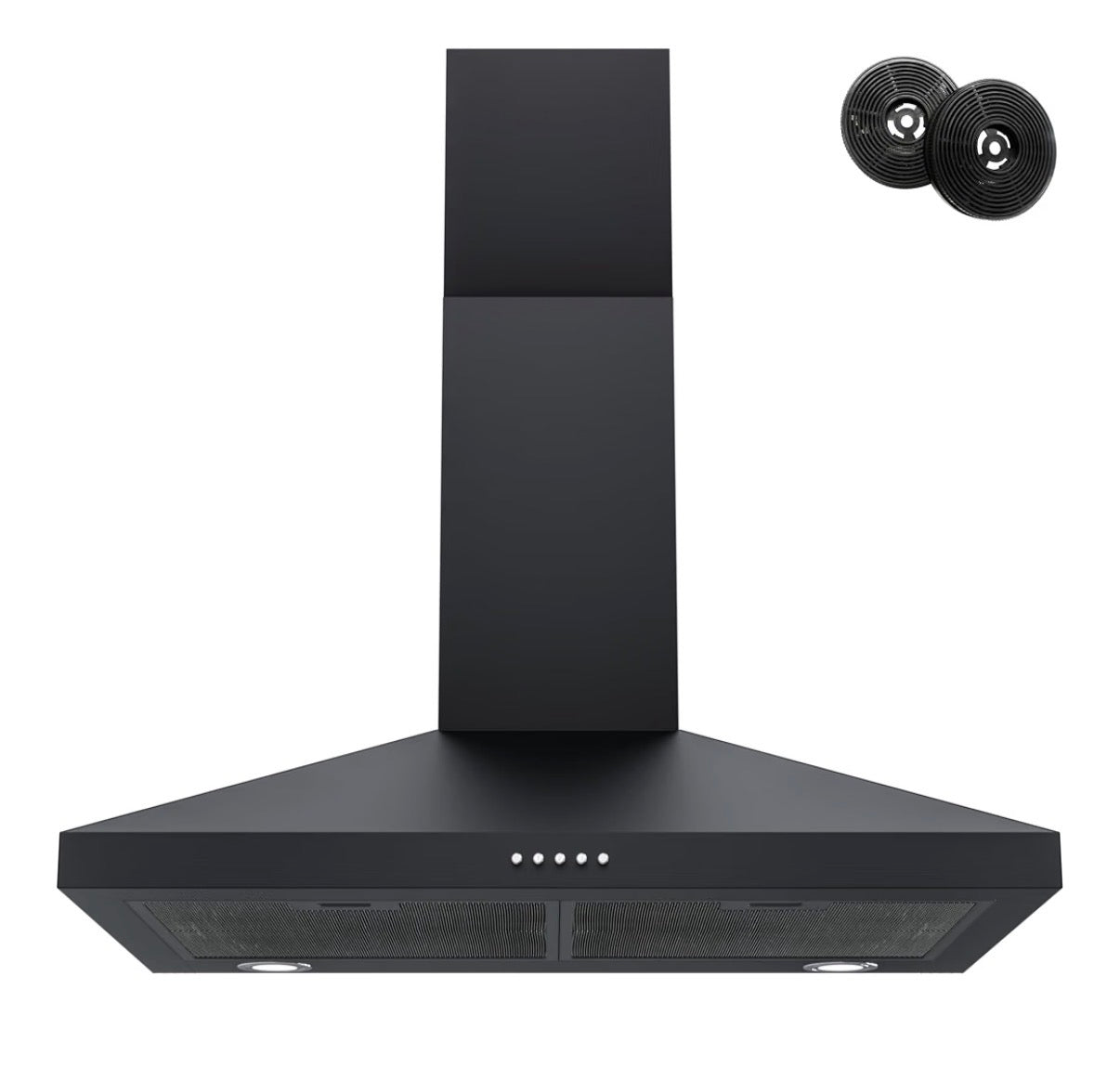 FIREGAS Black Range Hood 30 Inch, Wall Mount Kitchen Hood Ducted/Ductless Convertible, 450 CFM, 3-Speed Exhaust Fan, Stainless Steel Stove Vent for Kitchen with LED Lights, Charcoal Filters (New in Box)