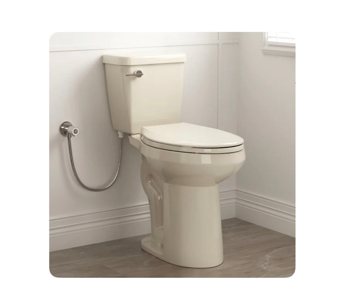 XH Bone 21 Inch Elongated Extra Tall 12 Inch Rough In 1.28 GPF Soft Close 2 Piece Toilet (New in Box)