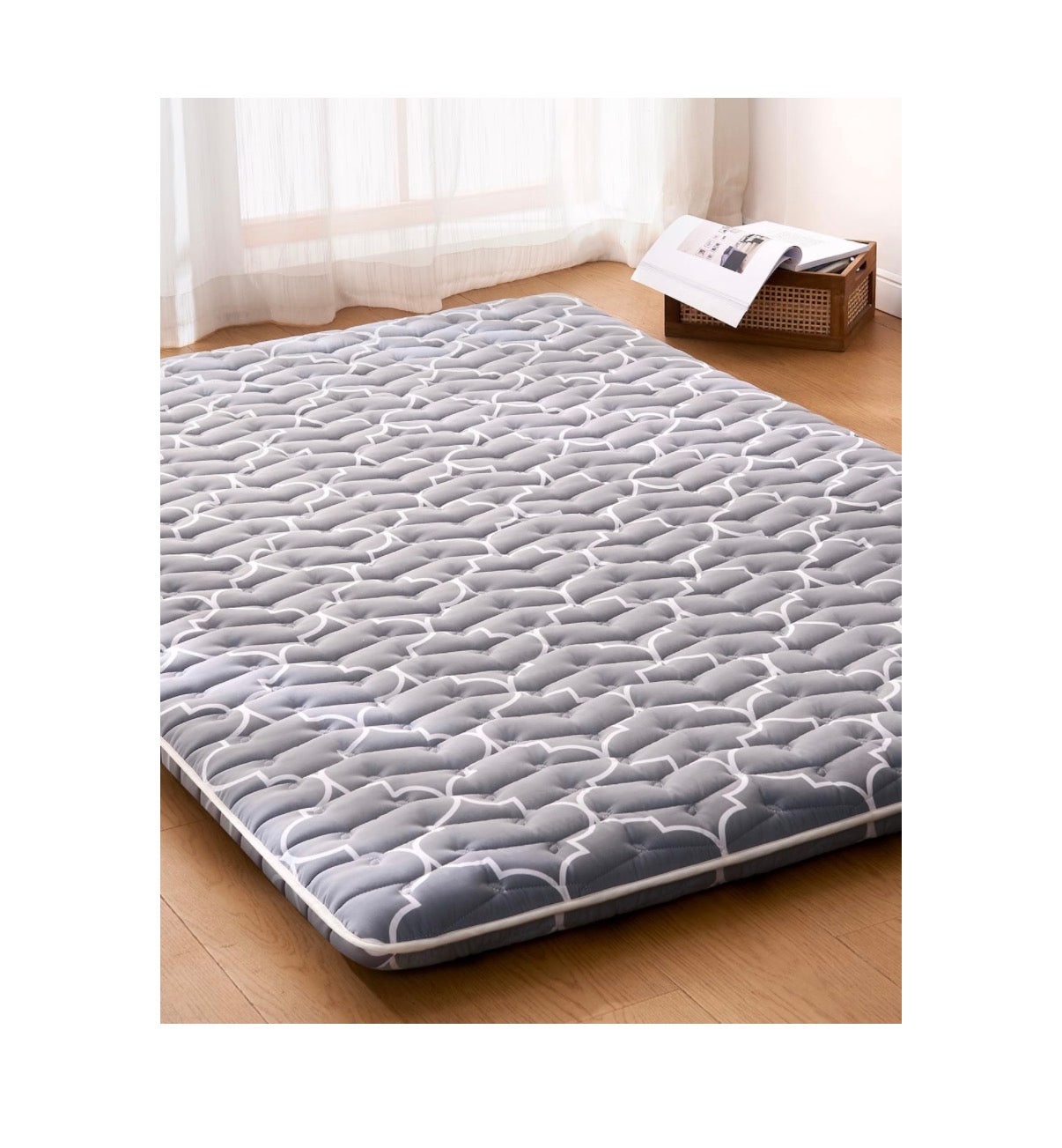 6th Generation Japanese Floor Futon Mattress Extra Thick 9 Layered Modern Futon with 100 Percent High Density Foam, Portable Floor Mattress Sleeping Pad for Adults, Guest Room, Dormitory, Full Size 54 Inch X 80 Inch (Gray) (New in Package)