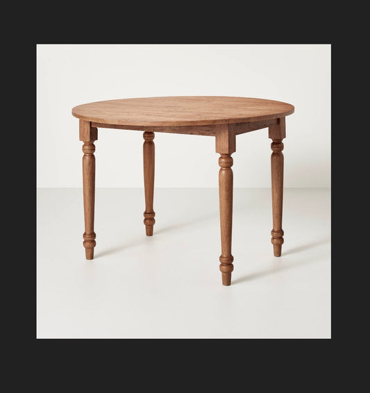 44 Inch Vintage Windsor Drop Leaf Round Dining Table Aged Oak (New in Box)