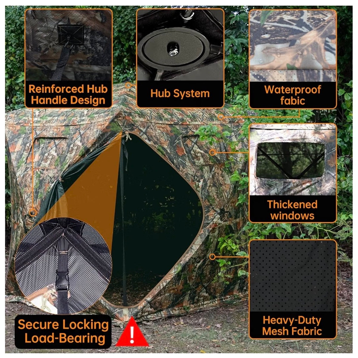 360/270 Degree See Through Hunting Blind, Pop Up Ground Blind 2-3 Person Hunting Blind for Hunting Deer and Turkey, with Diamond Shaped Door, Mud Flap and Portable Carry Bag (New in Box)