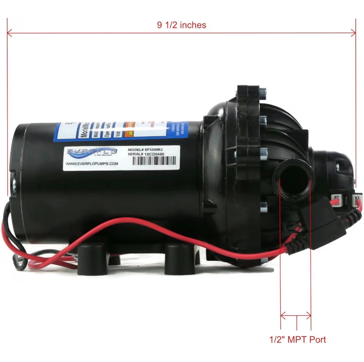 The ROP Shop EVERFLO 12 Volt 5.5 GPM Diaphragm Water Pump 60 PSI Lawn Sprayers, Boats, RV's