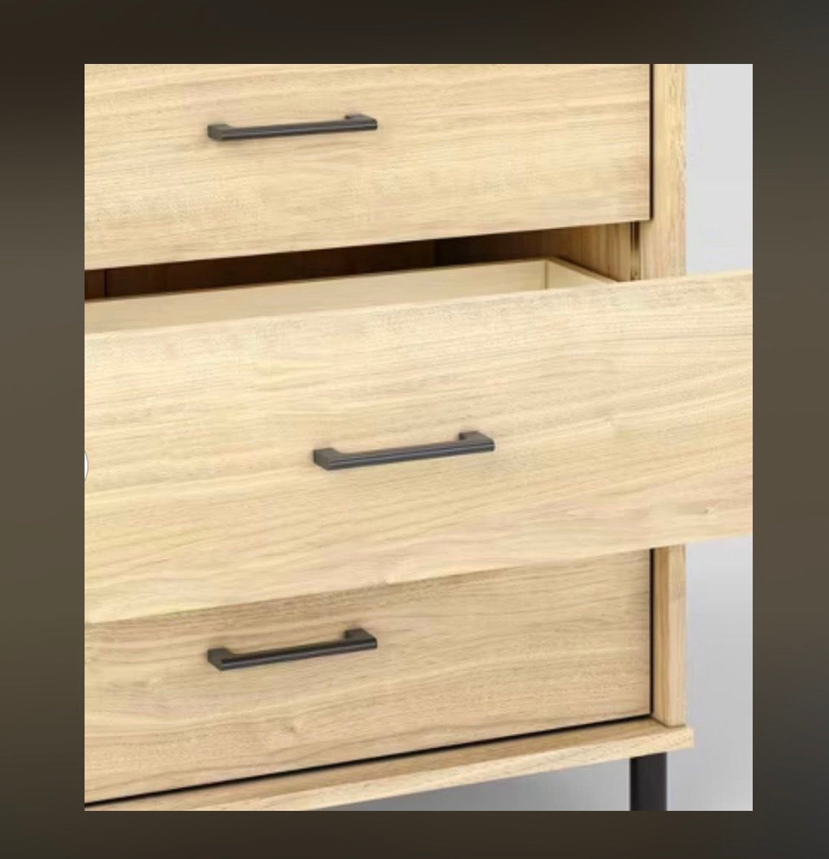 Mixed Material Wood and Metal 3 Drawer Dresser Natural Wood Room Essentials (New in Box; Needs to be Assembled)