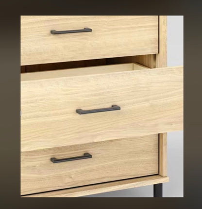 Mixed Material Wood and Metal 3 Drawer Dresser Natural Wood Room Essentials (New in Box; Needs to be Assembled)
