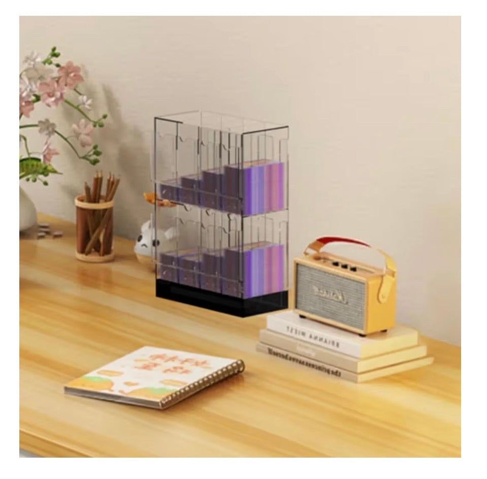 8 Slot Clear Acrylic Booster Pack Dispenser, Card Organizer with Black Base, Fits 280+ Booster Packs, 4mm Thick Display Holders for Sports, Trading Collector Cards